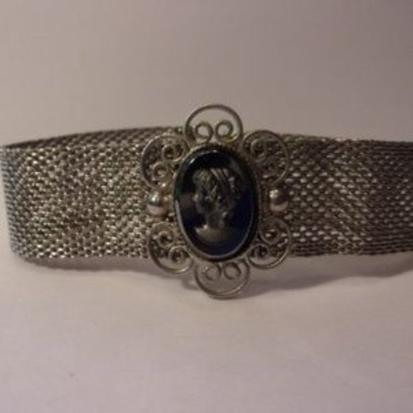 "Vintage Paradise Mesh Cameo Bracelet 7"" Long " - Picture 2 of 8